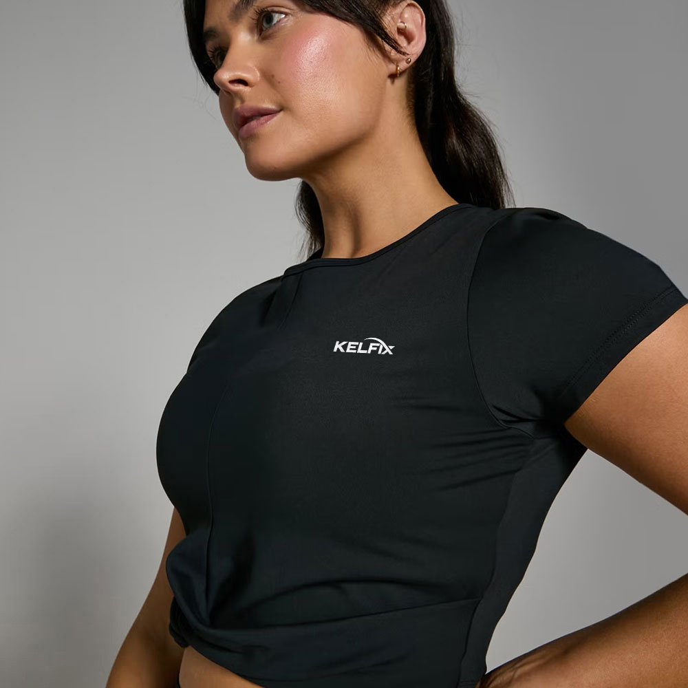 Short Sleeve Crop Top - Black