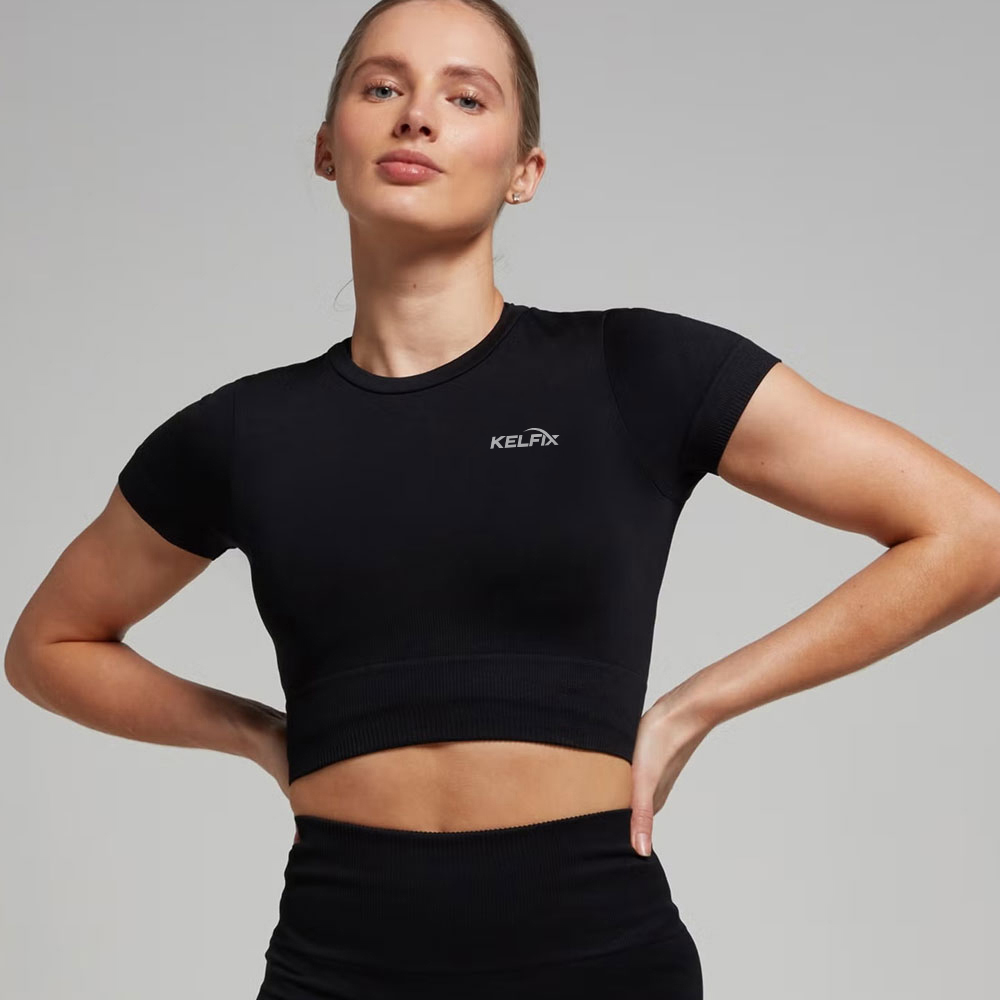 Women's Tempo Seamless Crop Top - Black
