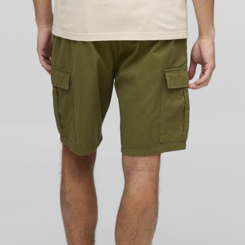 Khaki Relaxed Fit Cargo Shorts - Image 2